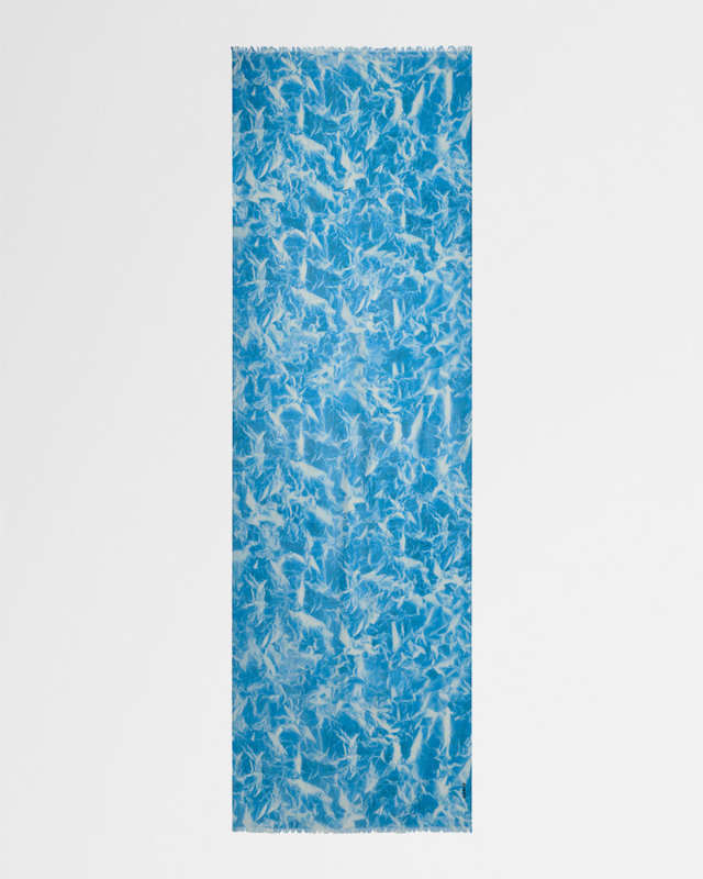 Whitecaps-Print Cashmere Scarf